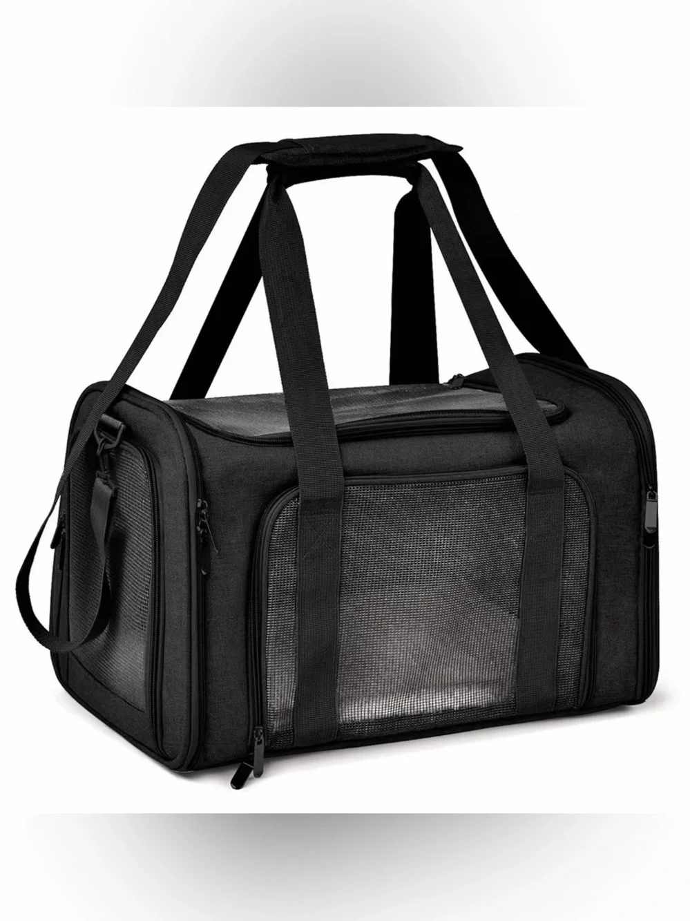 Black Large Portable & Foldable Cat/Pet Carrier with Shoulder Strap  25# Limit